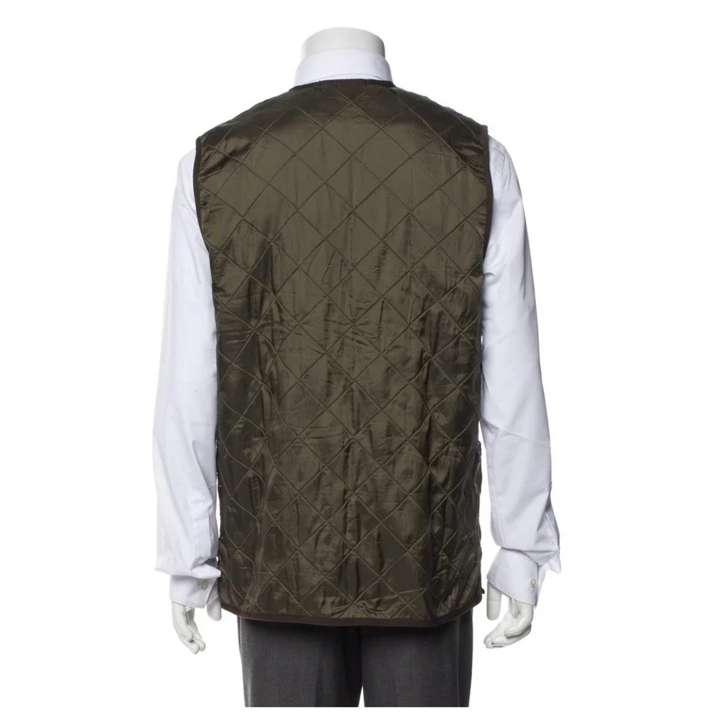 Barbour Polarquilt Waistcoat Zip-In Liner Green Quilted Fleece Vest Mens M NWT